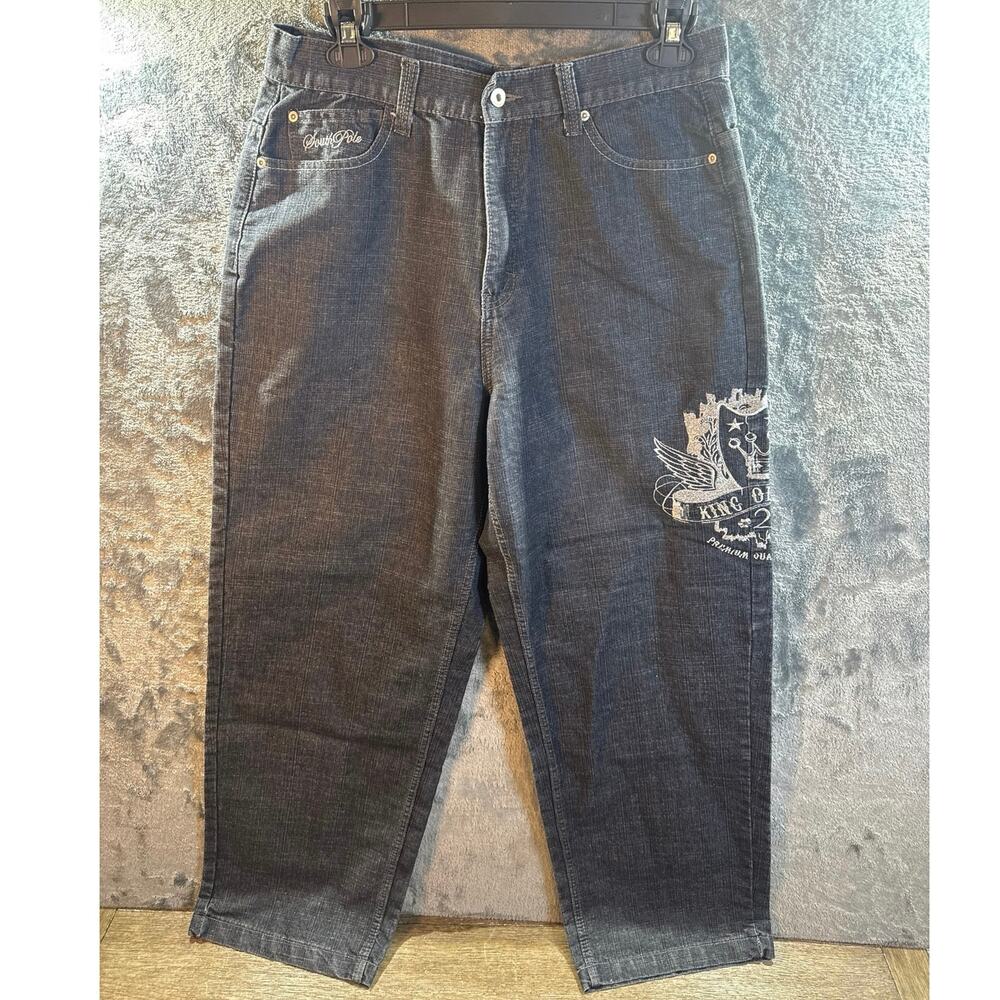 VTG Y2K Southpole "King of Kings 21" Baggy Wide-Leg Jeans Men’s 34 Charcoal